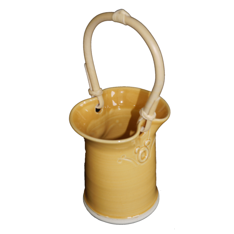 Warm Sand Cane Handled Posy Pot 12cm | Alan DiMambro Ceramics